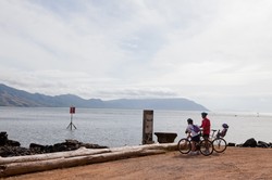 Cycling past the Pilots Jetty