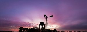Windmill at sunset at Merluna Station 